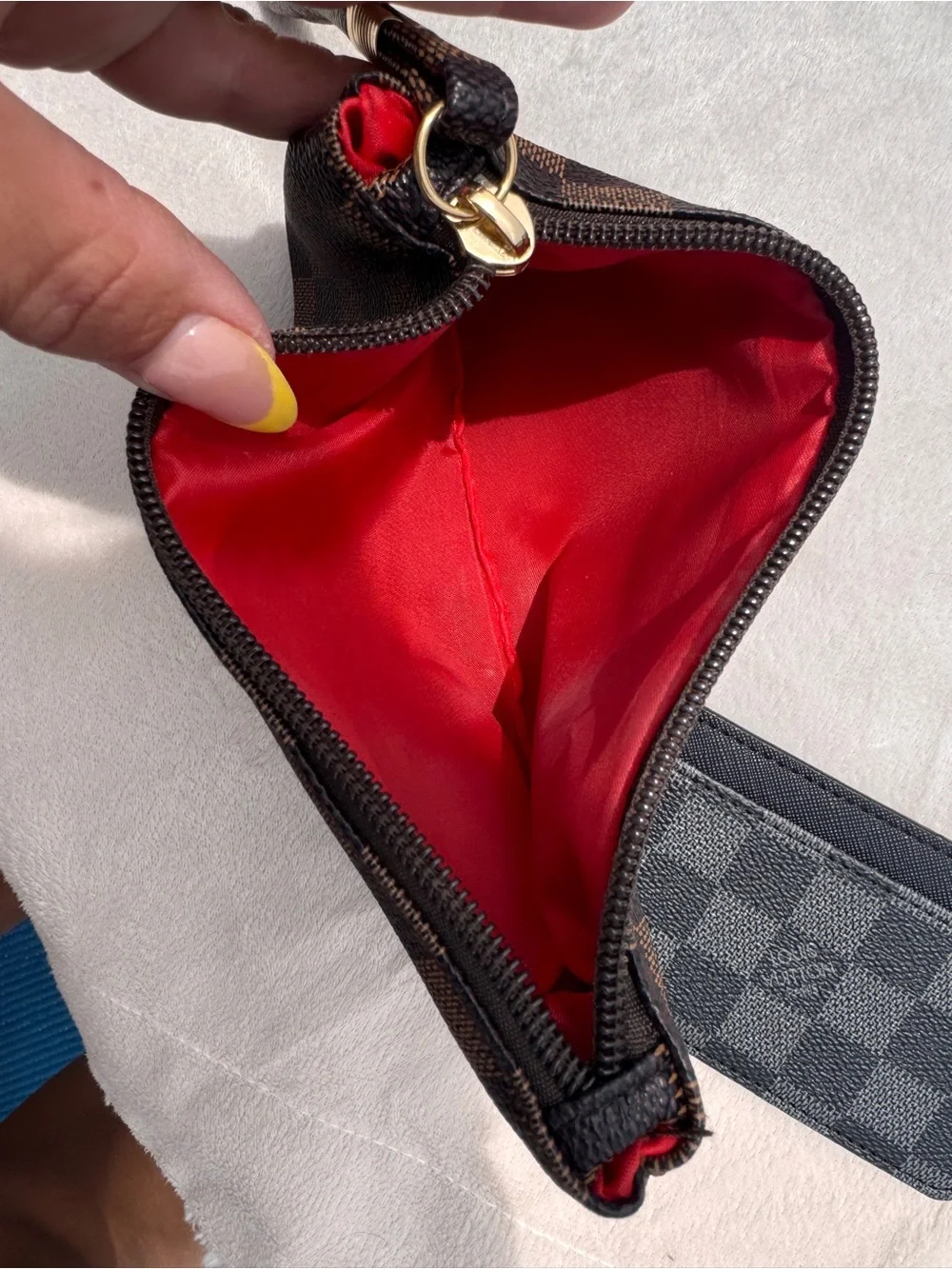 Louis Vuitton Monogram & Damier Brown Crossbody Bag with Gold LV Emblem - Picture 5 of 13